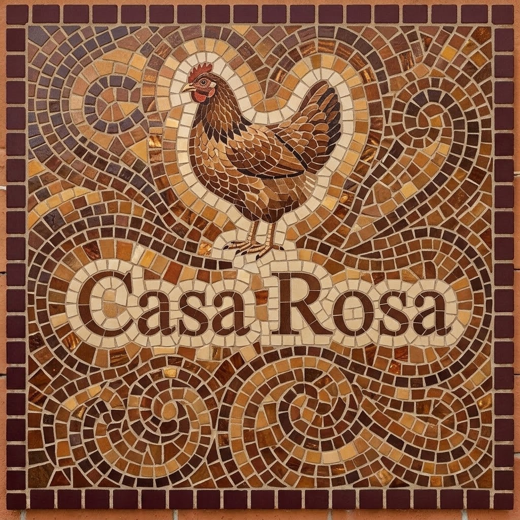 Square Tile with Mosaic Effect House Name / Number