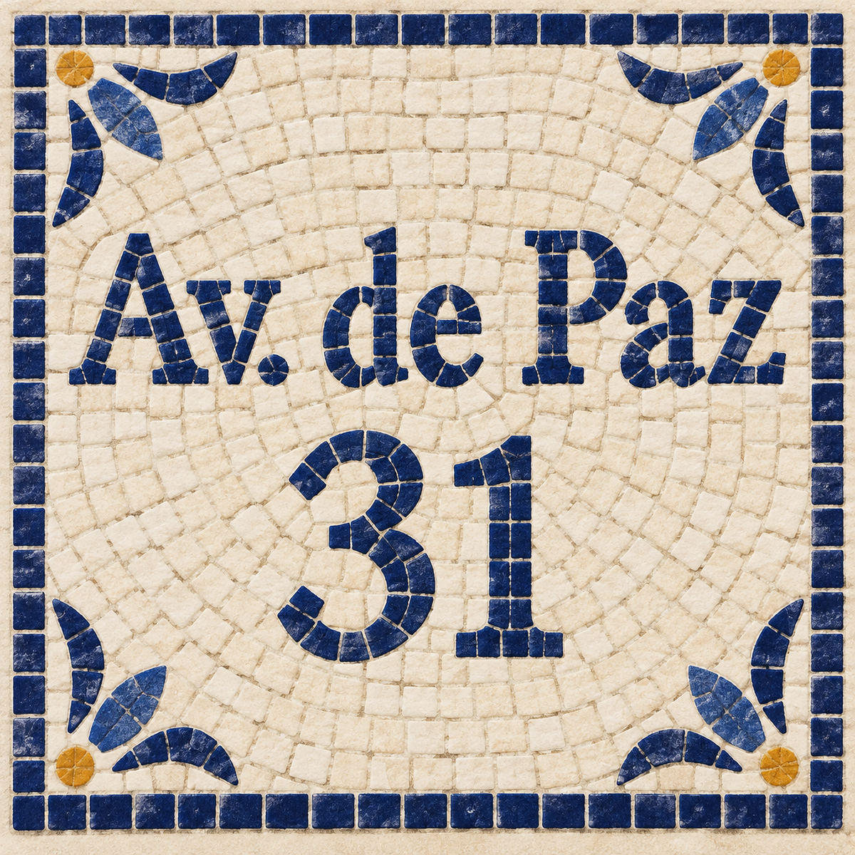 Square Tile with Mosaic Effect House Name / Number