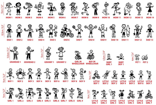 Family funny decals - Choose your family members