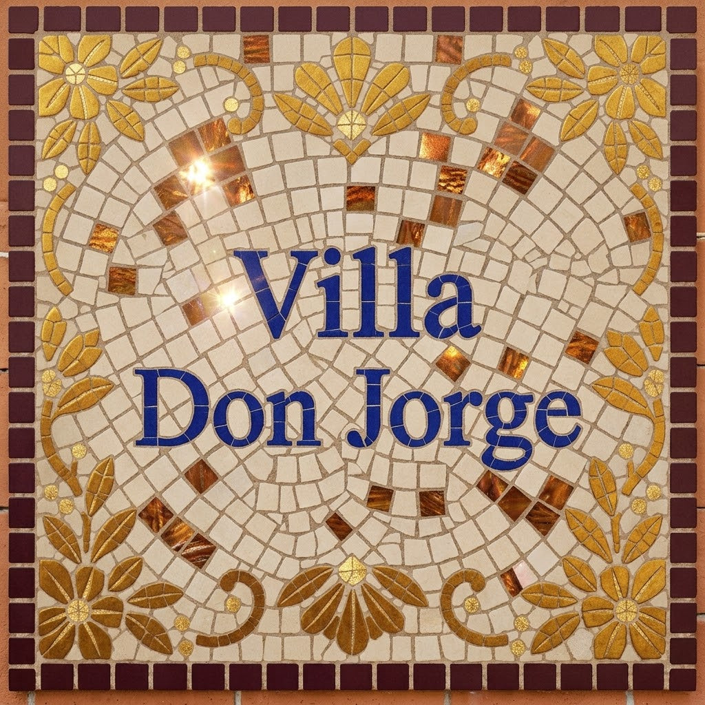Square Tile with Mosaic Effect House Name / Number