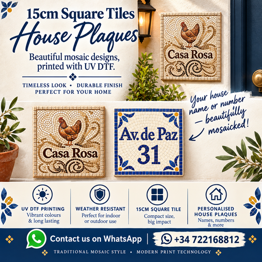 Square Tile with Mosaic Effect House Name / Number
