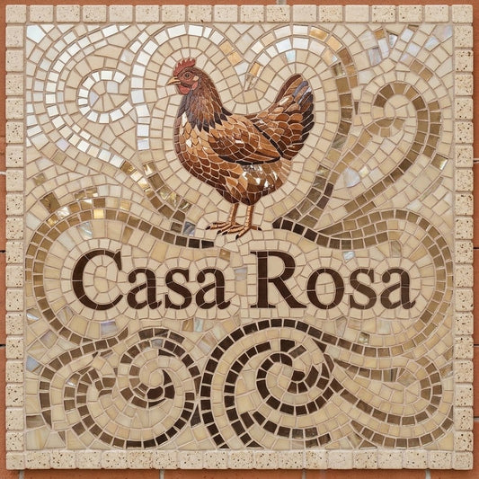 Square Tile with Mosaic Effect House Name / Number