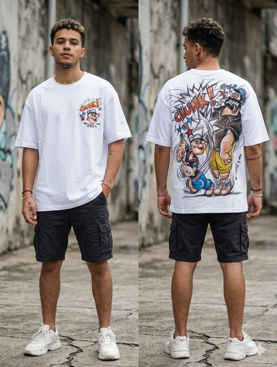 Popeye "The Future is Now" Graphic Oversized T-Shirt - XL