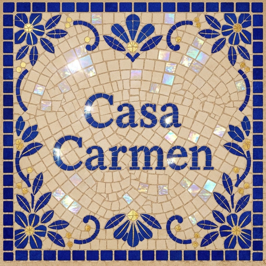 Square Tile with Mosaic Effect House Name / Number