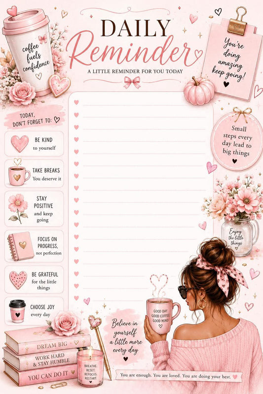 Daily Reminder Sheet - Various Colors - Digital Download