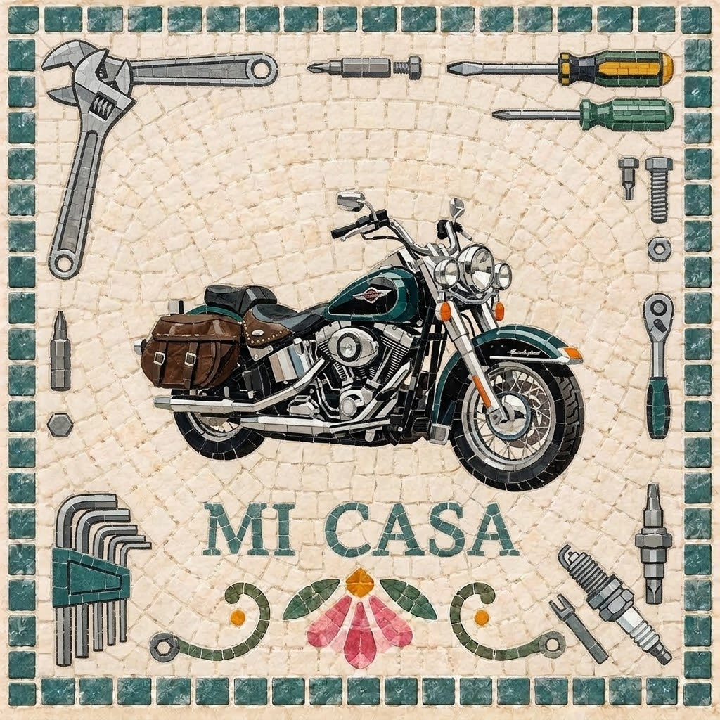 Square Tile with Mosaic Effect House Name / Number